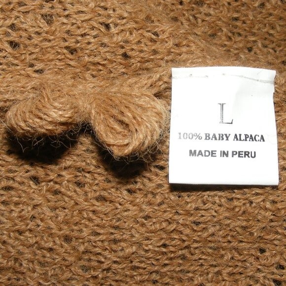 ANDEAN SUN Alpaca Sweater Top, L, Open front, Short sleeves, Textured, Cardigan - Picture 10 of 10